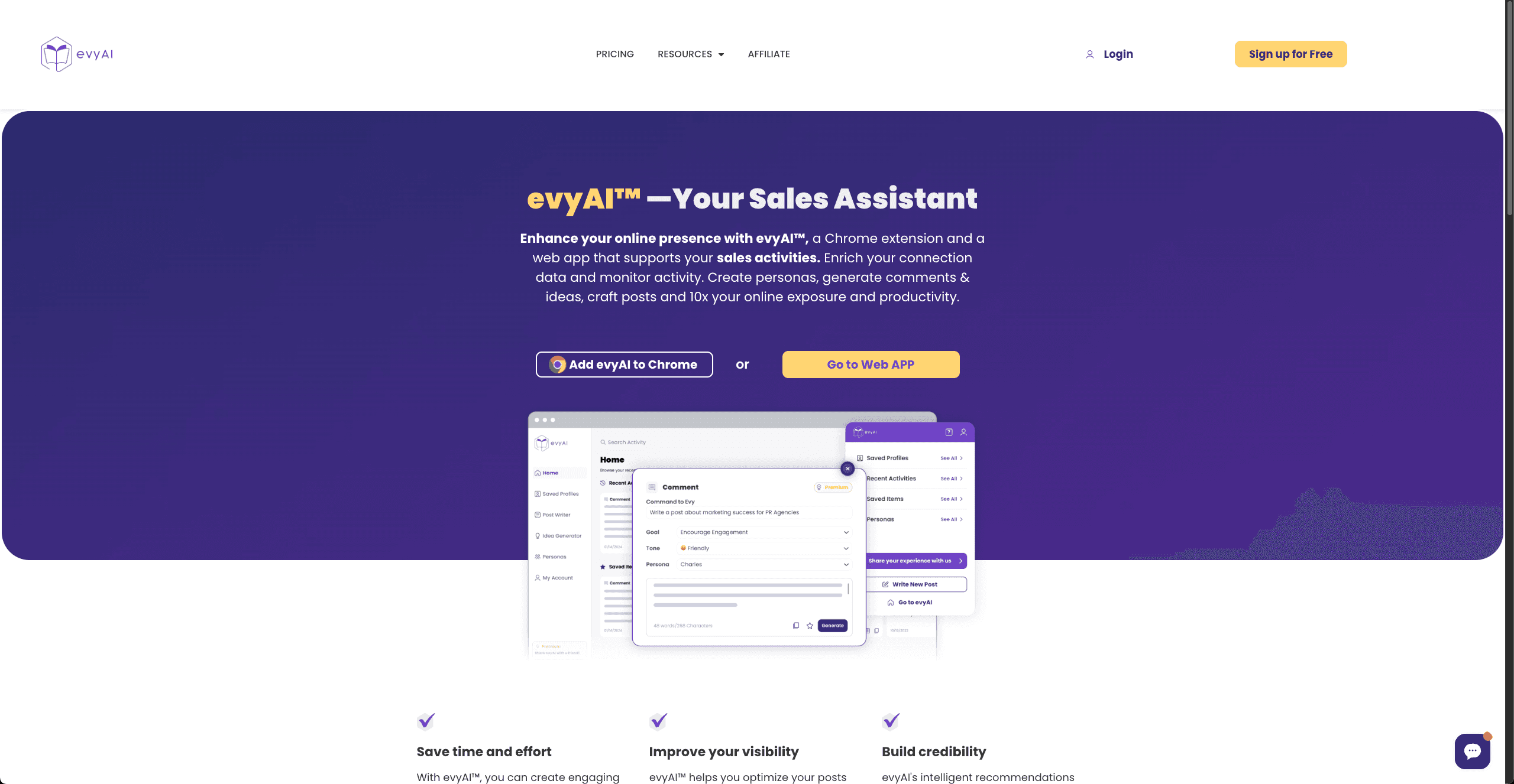 EvyAI Landing Page - AI-powered content generation platform