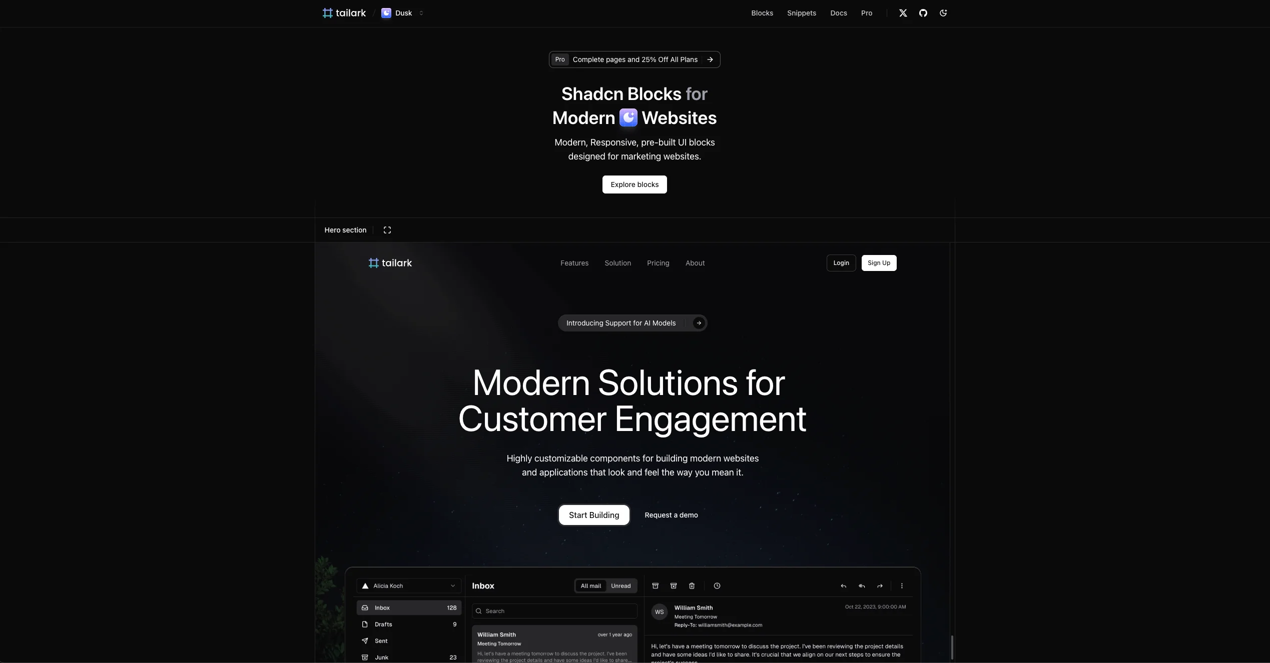 TailArc components showcase — premium responsive sections and blocks for modern marketing websites